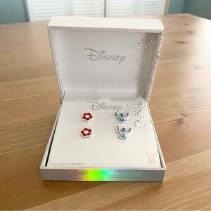 Disney Lilo & Stitch Silver Plated Earrings Set Used in box like new
